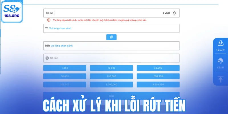 Cách xử lý khi lỗi rút tiền