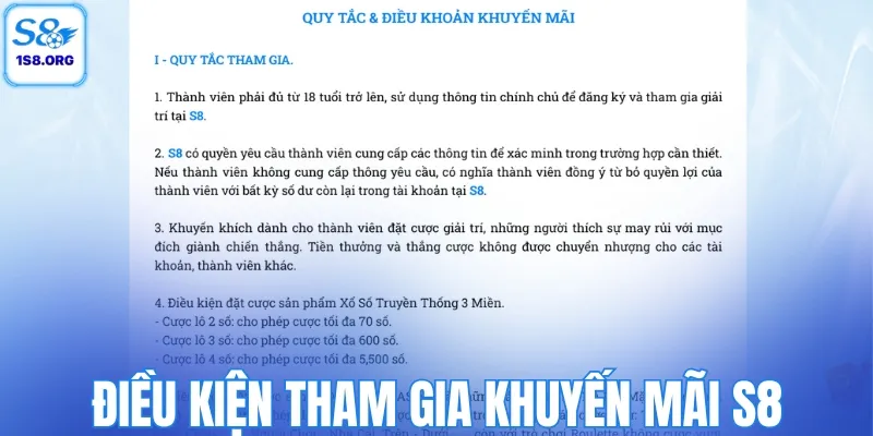 Điều kiện tham gia khuyến mãi S8