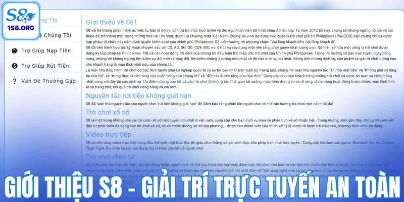 Giới thiệu S8 - Giải trí trực tuyến an toàn