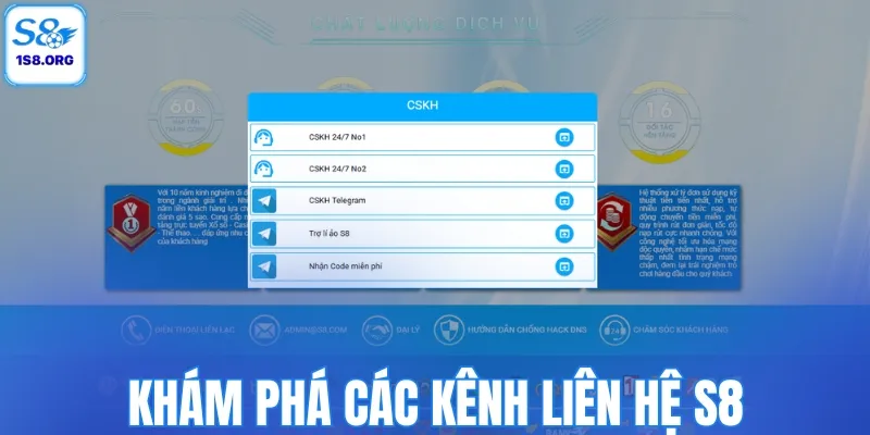 Khám phá các kênh liên hệ S8