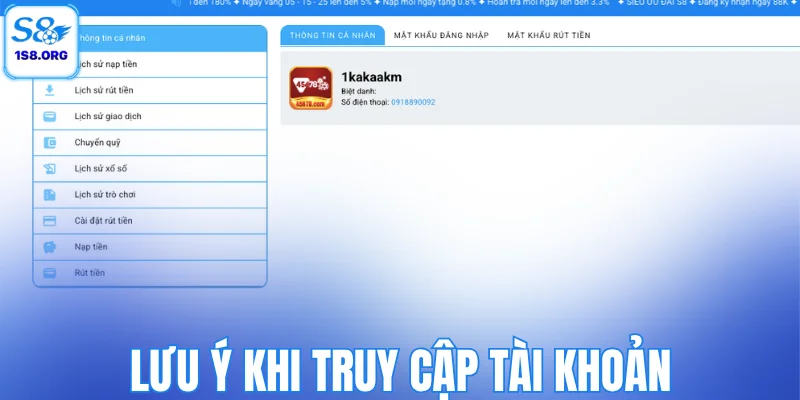 Lưu ý khi truy cập tài khoản